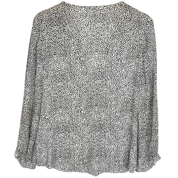 JOIE Women’s Silk Purine White and Black Long Sleeve Button Up Top - Picture 5 of 5